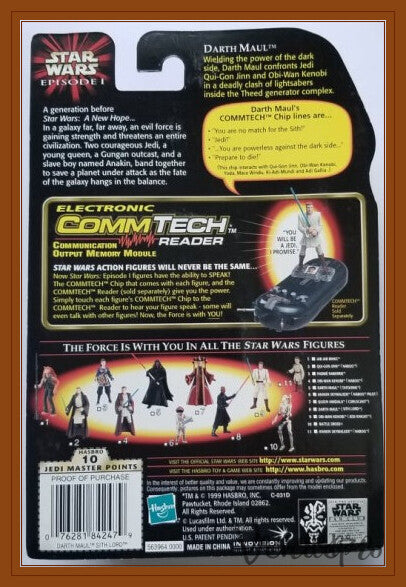 Star Wars Episodio I – Darth Maul (Lord Sith) con Sable Láser y Chip CommTech (UPC: 076281842479)