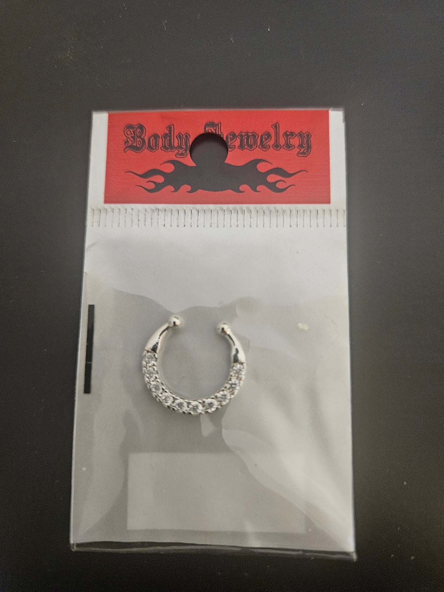 Silver-Tone Pavé CZ Arch Septum Clicker Ring