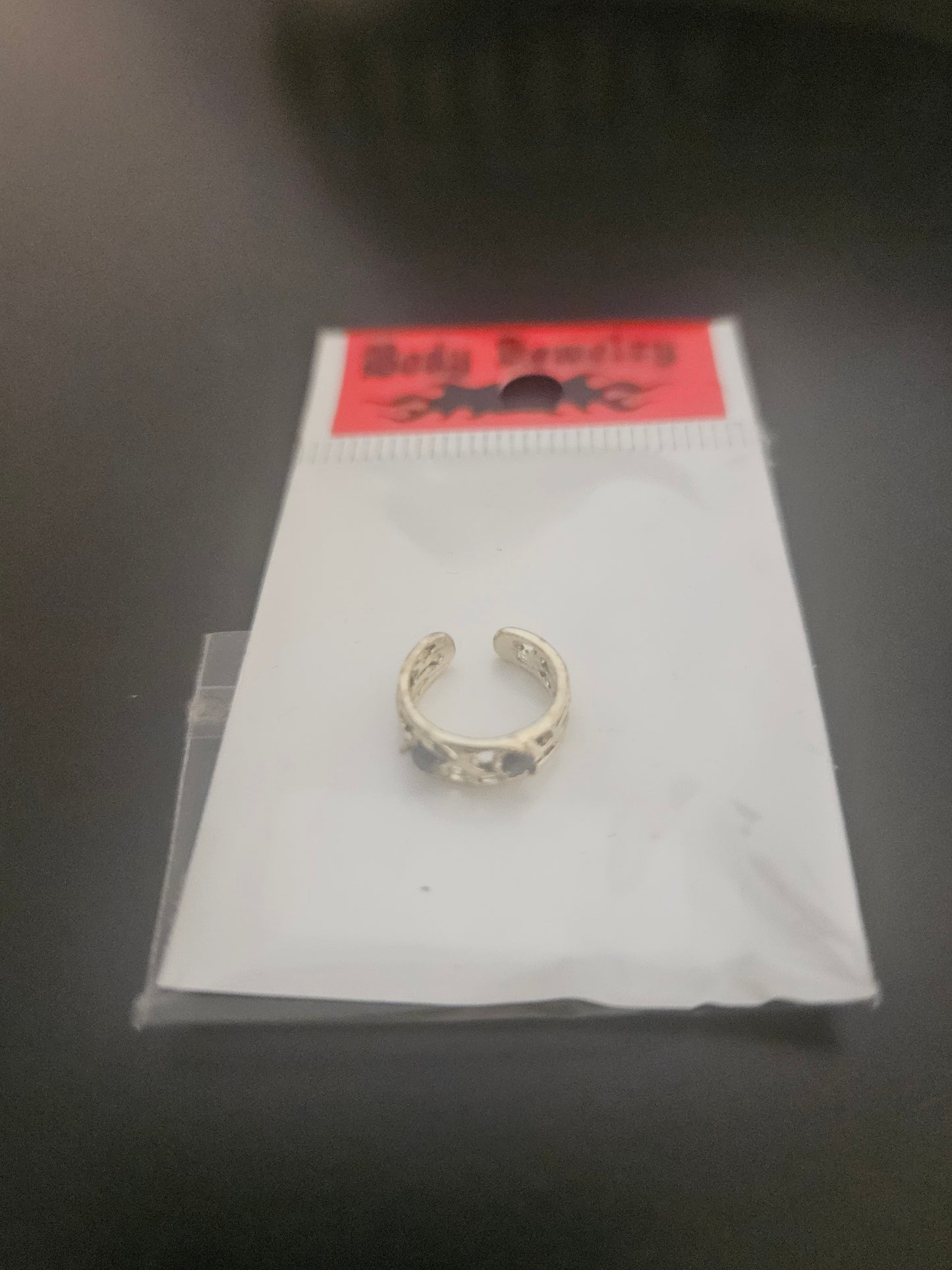 Gold-Tone Filigree Vine & Thorn Ear Cuff with Black Crystal Accents
