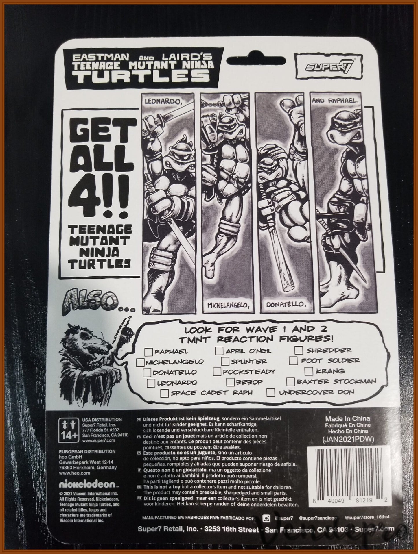 Super7 ReAction – TMNT Donatello (Mirage Variant, UPC: 840049812192)