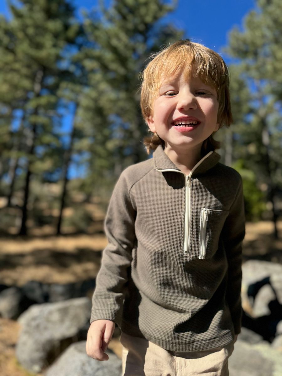 Picket Zip Up Top | Olive Waffle | Me & Henry-2