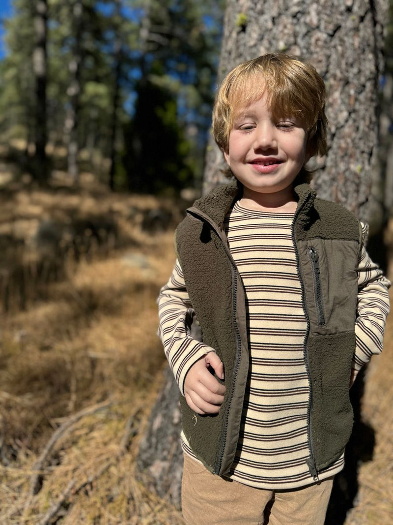 Gilt Sherpa Vest | Olive | Me & Henry-3