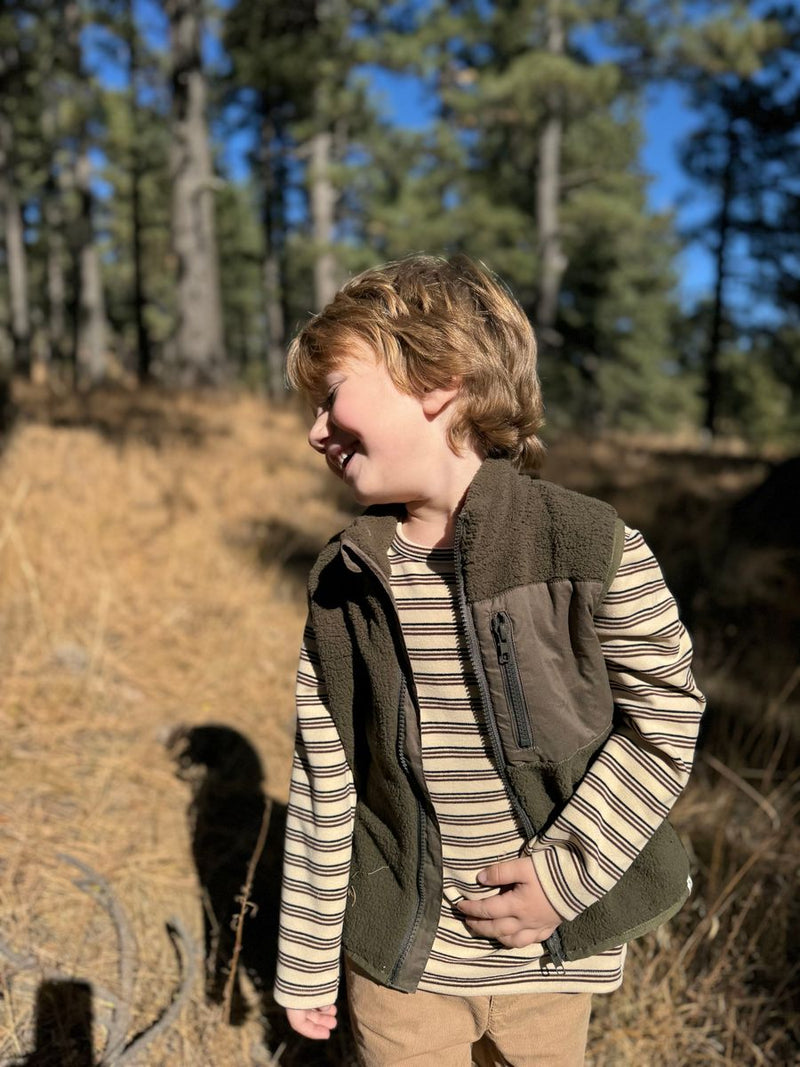 Gilt Sherpa Vest | Olive | Me & Henry-4