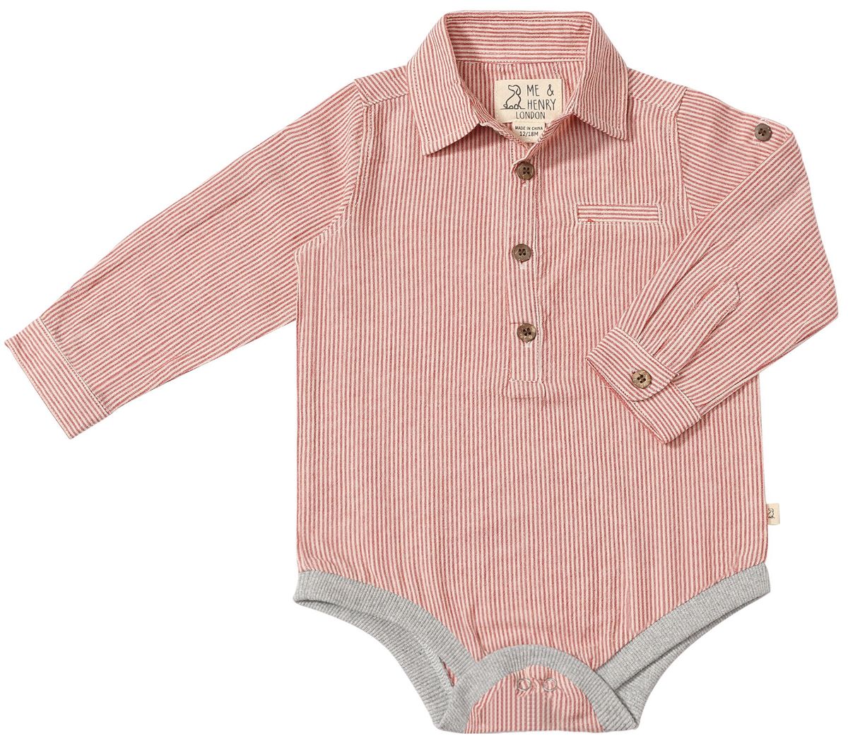 Jasper Woven Onesie | Red Micro Stripe | Me & Henry-1