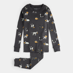 Howl-oween Print on Asphalt PJ Set | Petit Lem-2