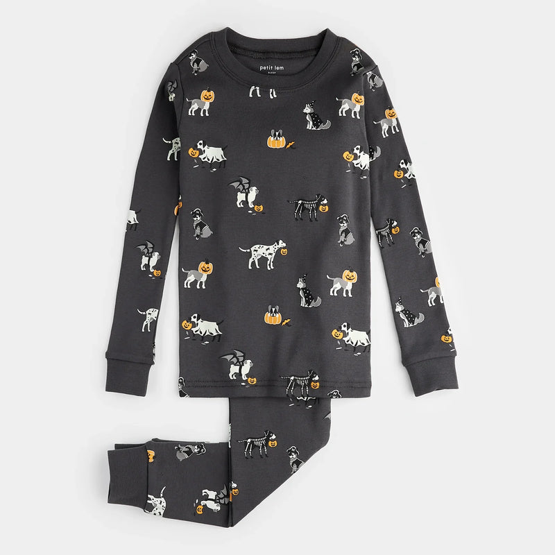 Howl-oween Print on Asphalt PJ Set | Petit Lem-2