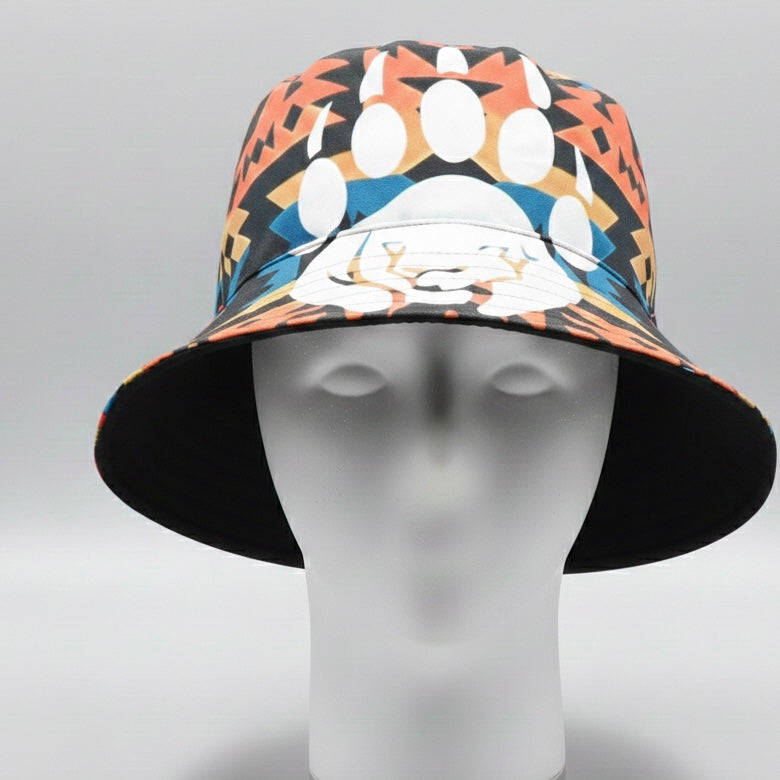 Red Bear Paw Trail Native Style Bucket Hat-2