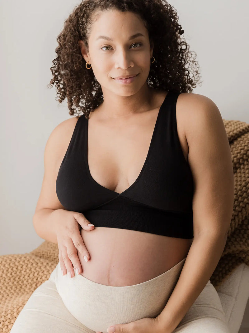 Sublime® Bamboo Maternity & Nursing Plunge Bra | Black-1