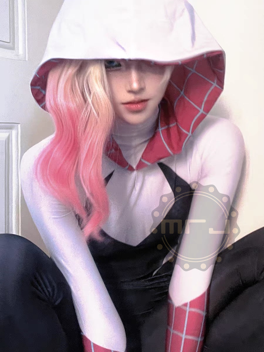 Super Hero Spider Gwen Cosplay Full Bodysuit Halloween Costume Zentai-13