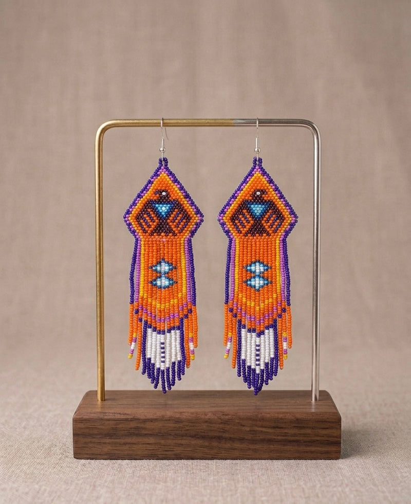 Beaded thunderbird earrings ( Blue )-2