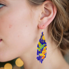 Blue Sky Dancer Beaded Earrings-1
