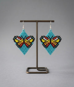 Butterfly Beaded Earrings (Turquoise)-1
