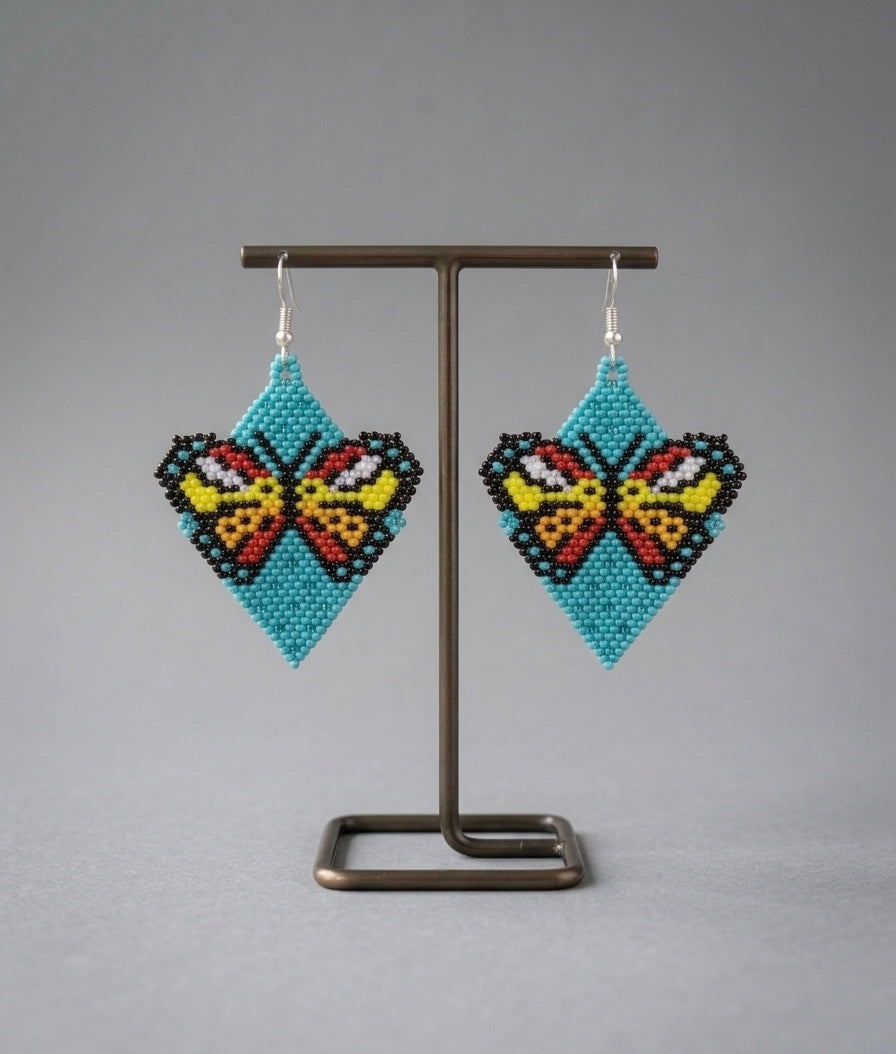 Butterfly Beaded Earrings (Turquoise)
