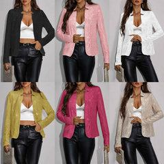 Women's Stand-Collar Cropped Sequin Jacket-2