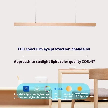 Log-Style Solid Wood Linear Pendant Chandelier-8