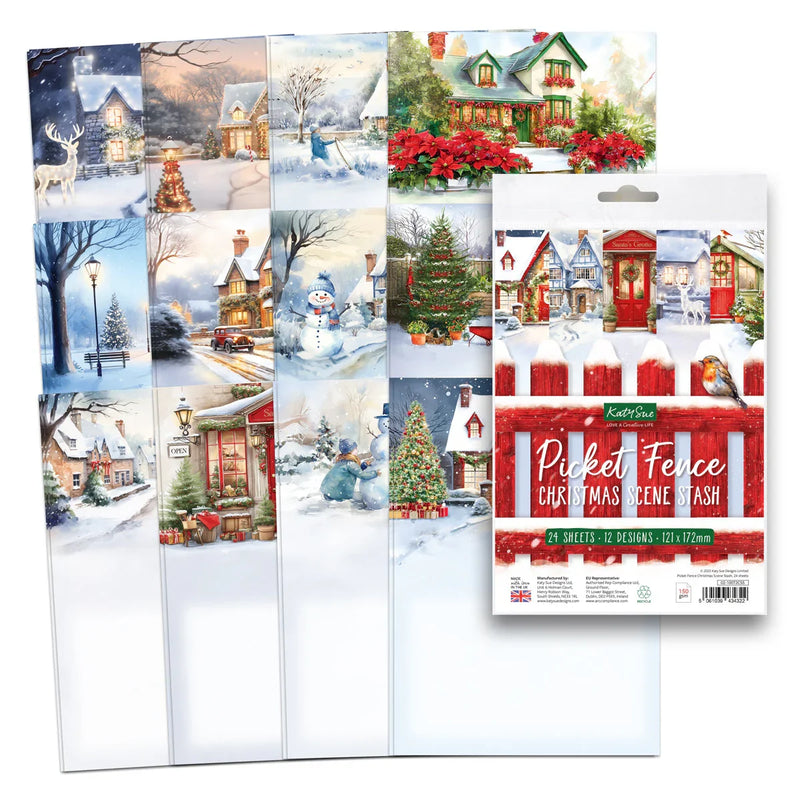 Katy Sue Picket Fence Christmas Scene Stash, 24 feuilles-2
