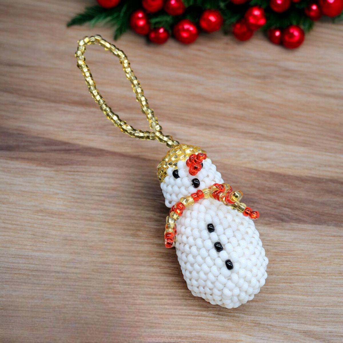 Snowman Beaded Christmas Ornament-5