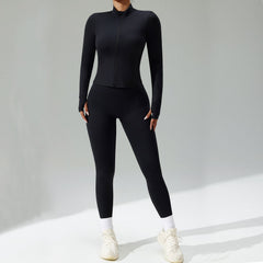 Three-Piece Running & Workout Set – Quick-Dry Sportswear with Cardigan-8