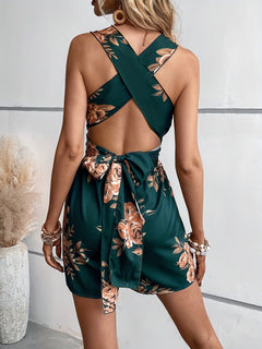Women's Floral Print V-Neck Sleeveless Backless Summer Jumpsuit-8