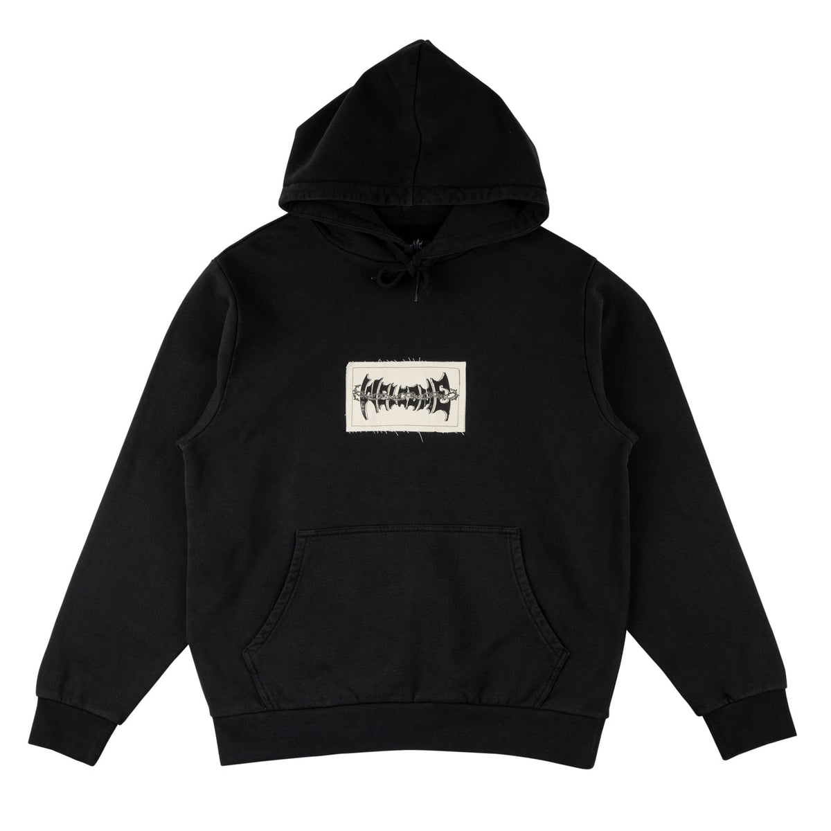 Welcome 'Scared Pigment-Dyed Patch' Hoodie - Black-1