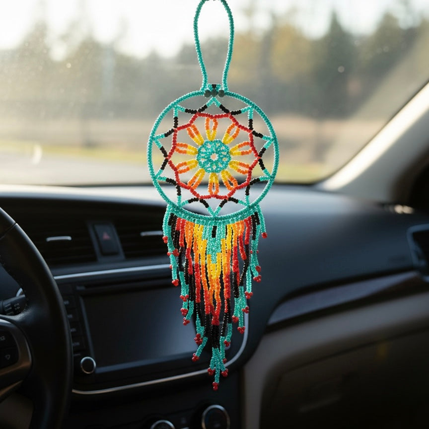 Turquoise ,Celestial Beaded Handmade Dreamcatcher