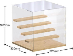 5-Tier EVORETRO Acrylic Display Case – 32.2 x 32 x 32 cm | Crystal Clear Visibility, Wooden Shelves-3