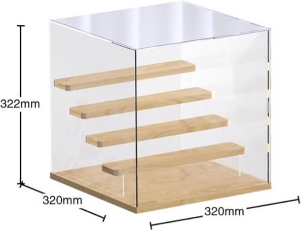 5-Tier EVORETRO Acrylic Display Case – 32.2 x 32 x 32 cm | Crystal Clear Visibility, Wooden Shelves-3