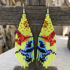 Green Sky Dancer Beaded Earrings-6