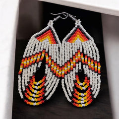 White pearl Swoop Beaded earrings-1