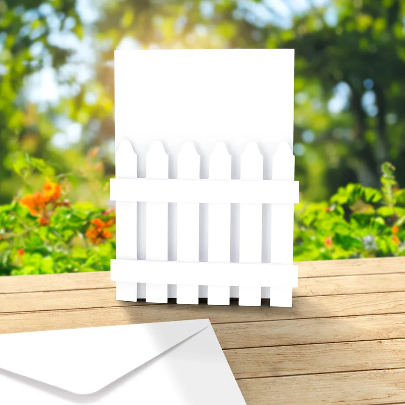 White 5x7 Picket Fence Cards & Envelopes, Pack of 12-2