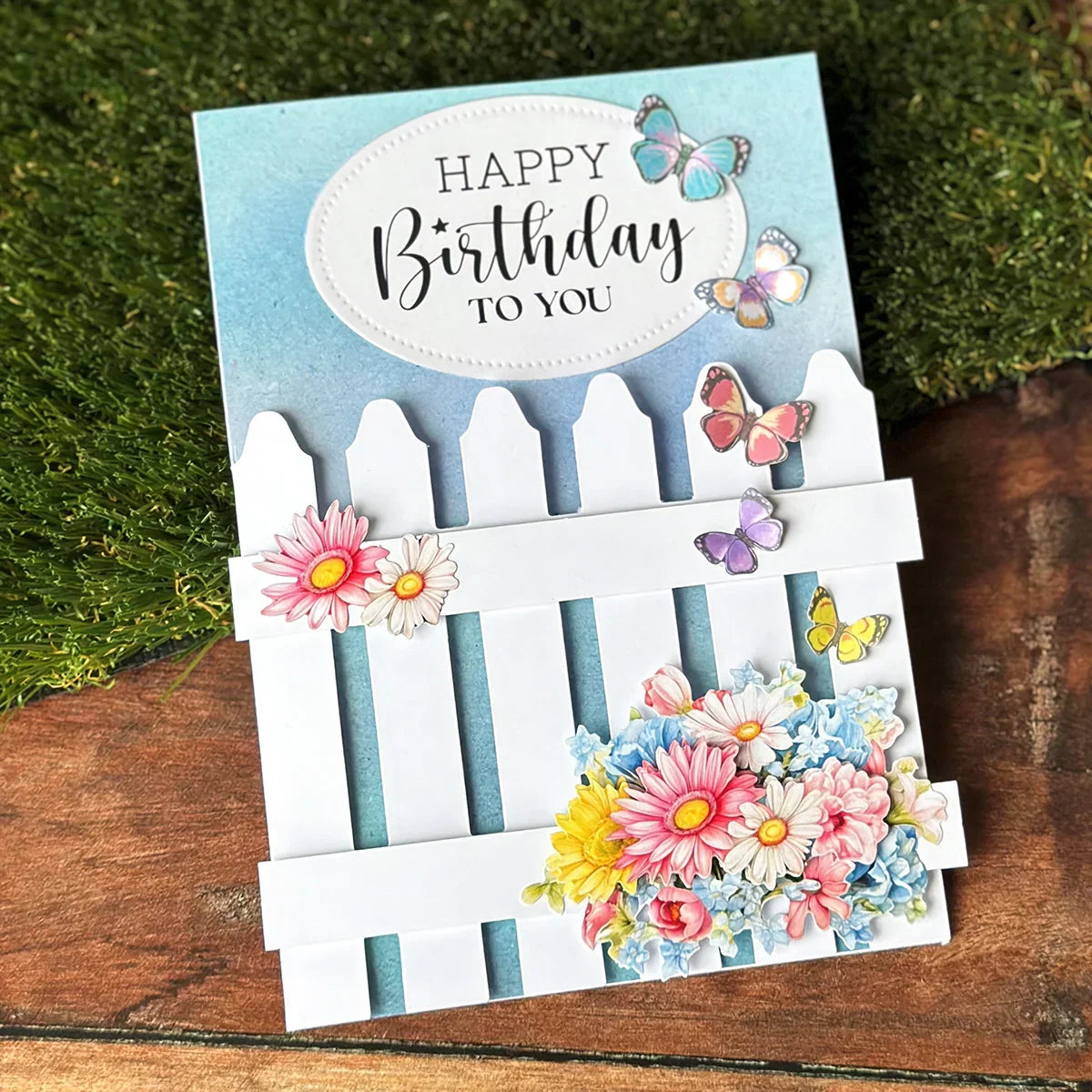 White 5x7 Picket Fence Cards & Envelopes, Pack of 12-3