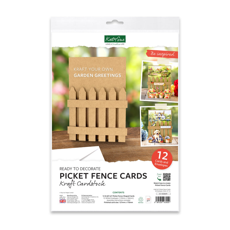 Kraft 5x7 Picket Fence Cards & Envelopes, Pack of 12-1