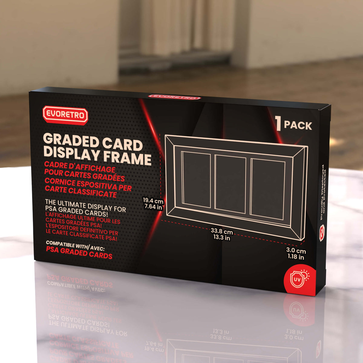 PSA Graded Wooden Frame Display with UV Glass card fit very tight ! LIQUIDATION-6