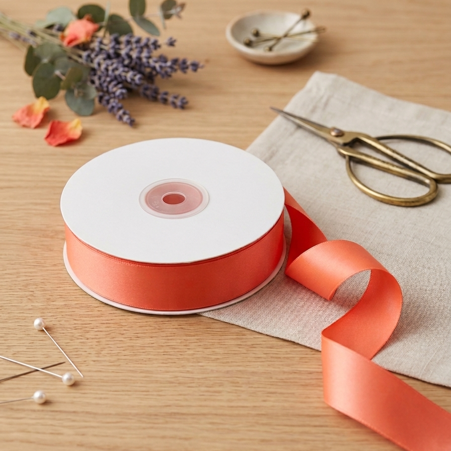 30 Meter Double Face Coral #600 Ribbon Roll-1