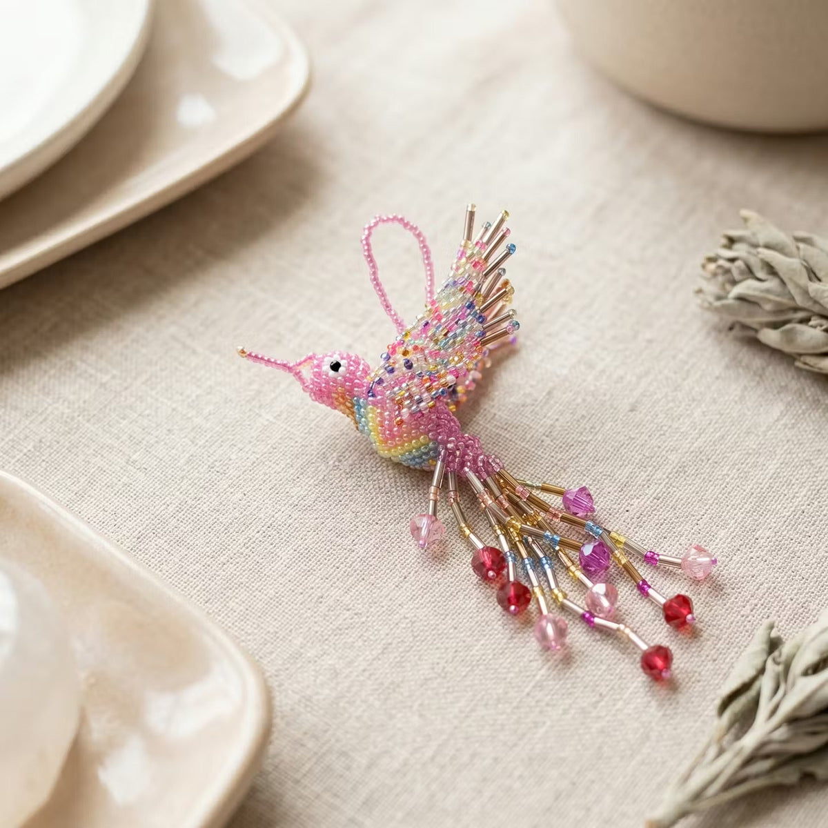 Pink Beaded Humming Bird-1