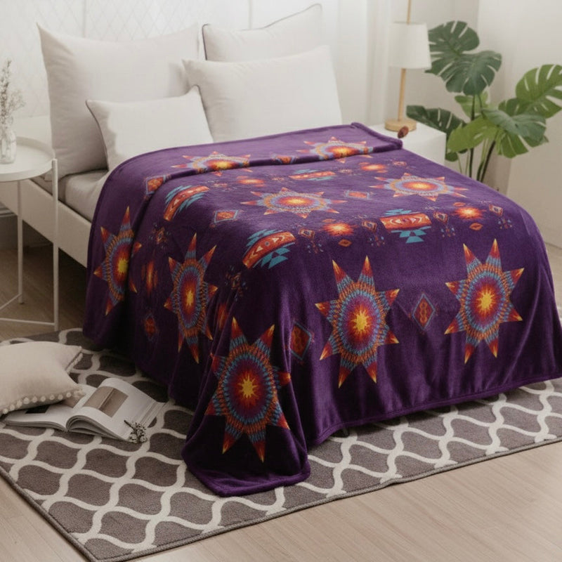 Star Burst Design Silk Touch Blanket-5