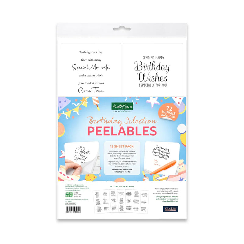 Selección de cumpleaños de Kanban Crafts, pegatinas despegables, 72 unidades-1