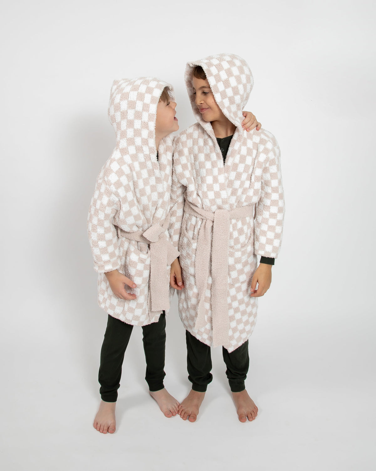 Childrens Check Print Hooded Robe-3