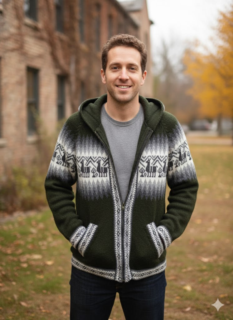 Unisex Light Green Alpaca Sweater-1