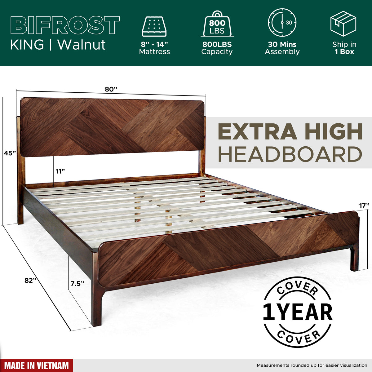 Estructura de cama de madera maciza Bifrost-19