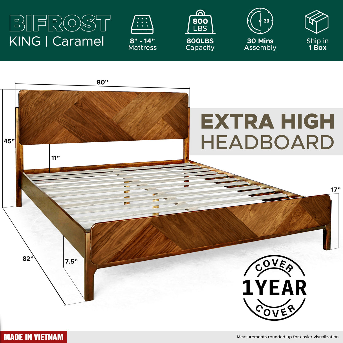 Estructura de cama de madera maciza Bifrost-9