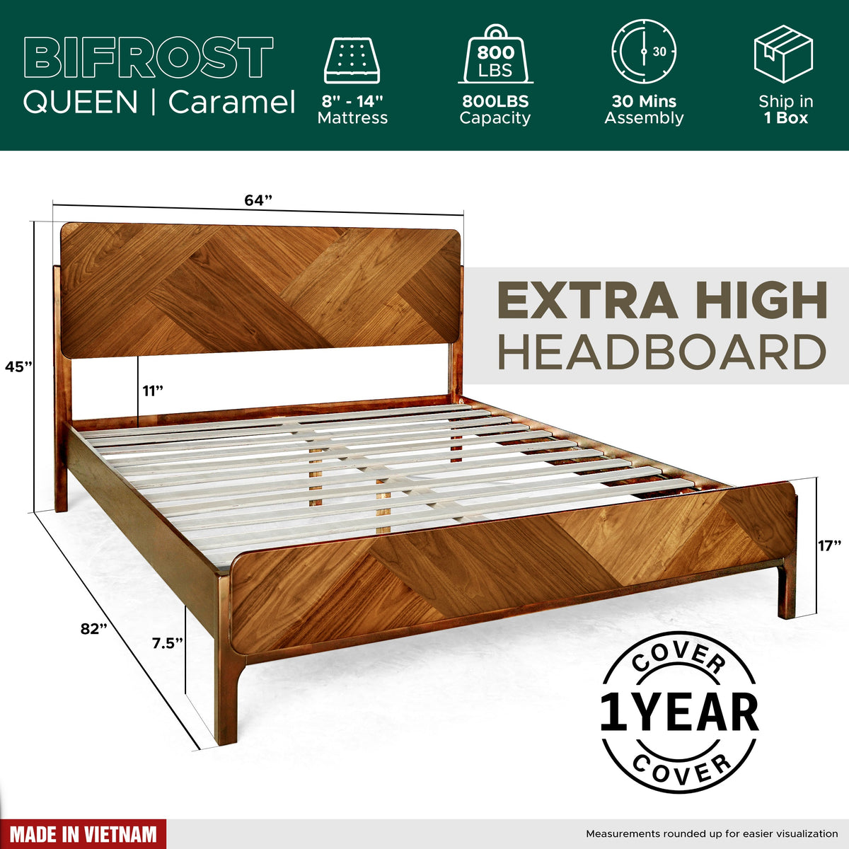 Estructura de cama de madera maciza Bifrost-10