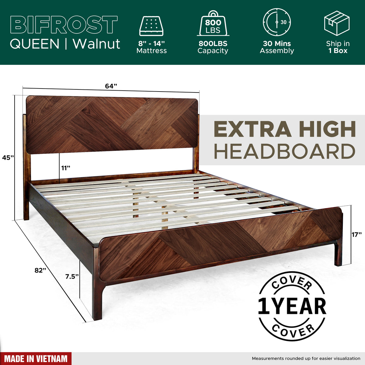 Estructura de cama de madera maciza Bifrost-20