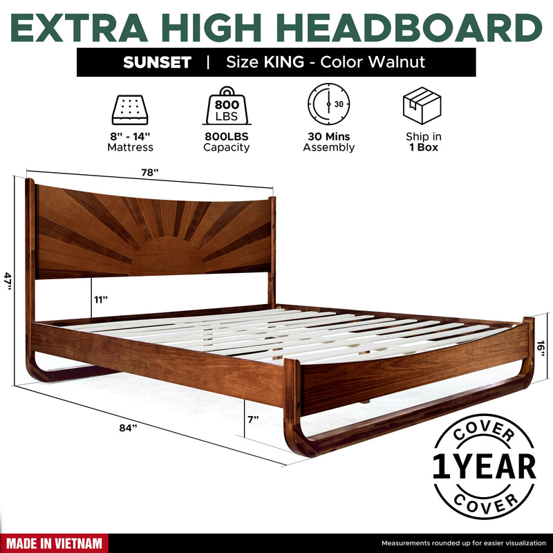 Estructura de cama de madera maciza Sunset-24
