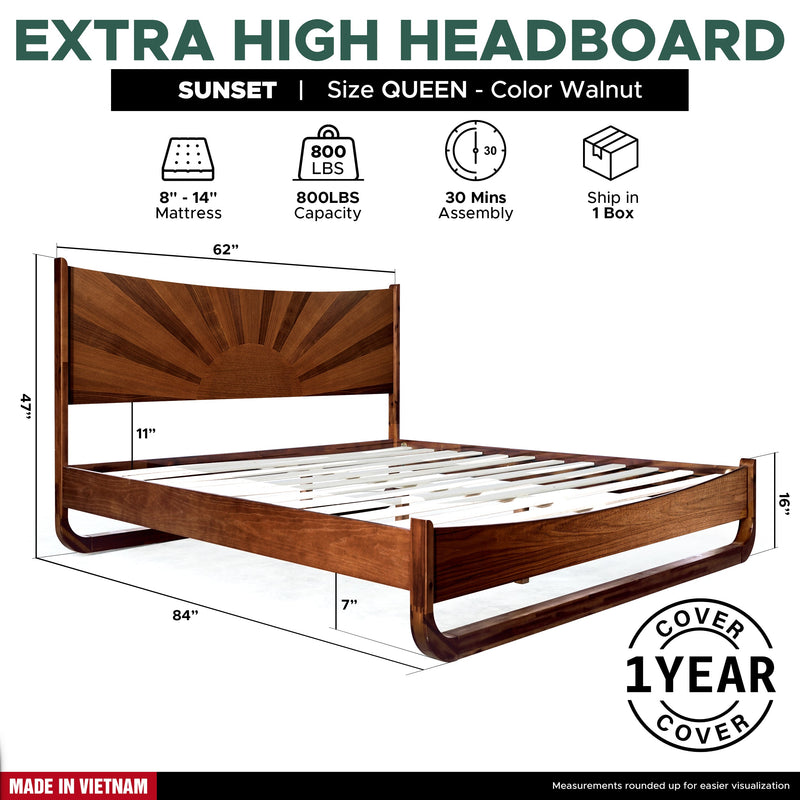 Estructura de cama de madera maciza Sunset-25