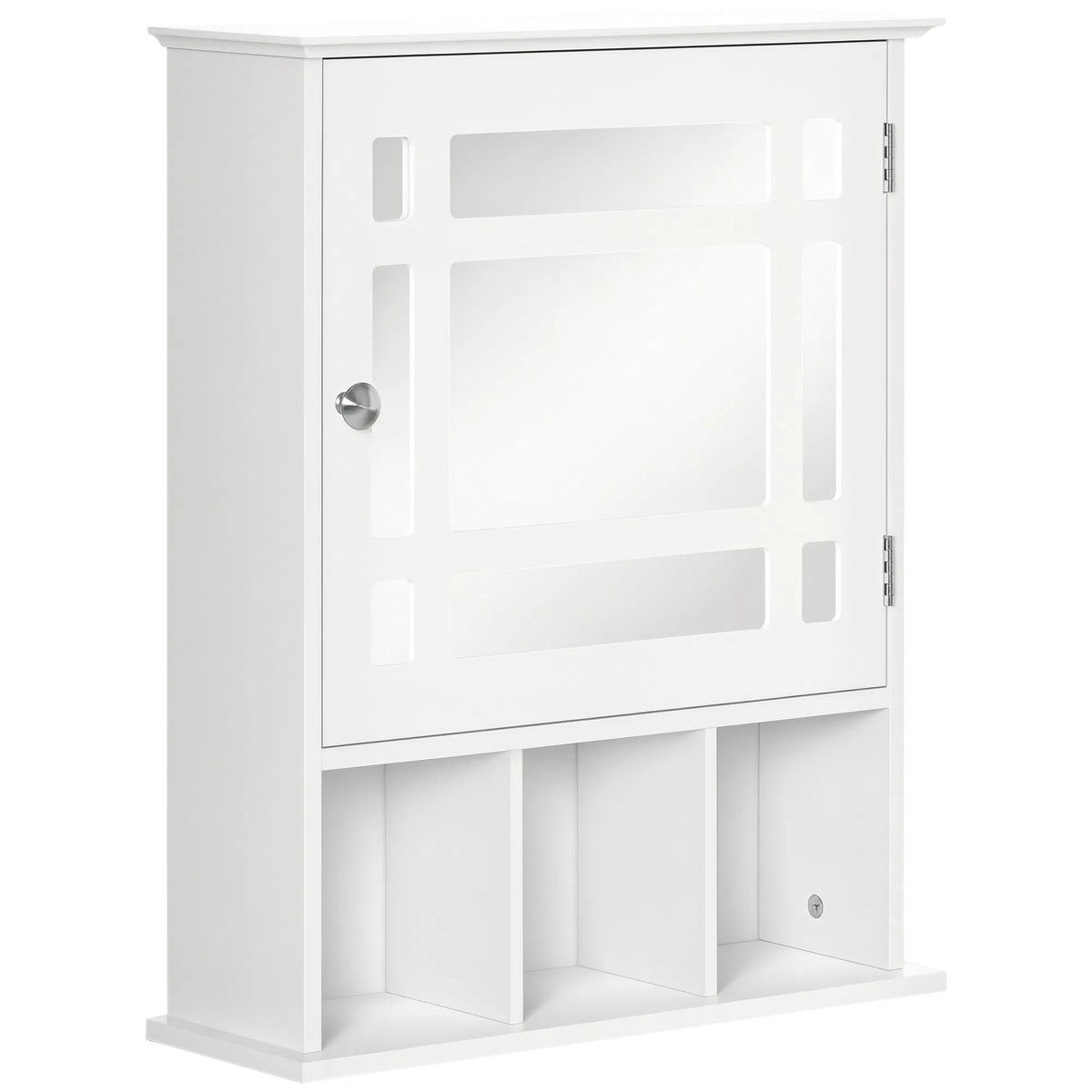 White Bathroom Mirror Cabinet – Wall-Mounted Medicine Cabinet with 3-Shelf Organizer (United States & Canada Delivery Only)-1