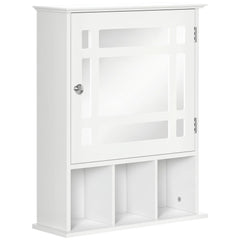 White Bathroom Mirror Cabinet – Wall-Mounted Medicine Cabinet with 3-Shelf Organizer (United States & Canada Delivery Only)-1