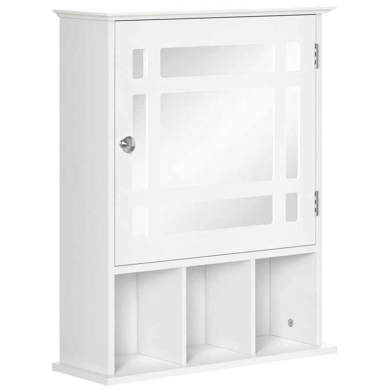 White Bathroom Mirror Cabinet – Wall-Mounted Medicine Cabinet with 3-Shelf Organizer (United States & Canada Delivery Only)-1