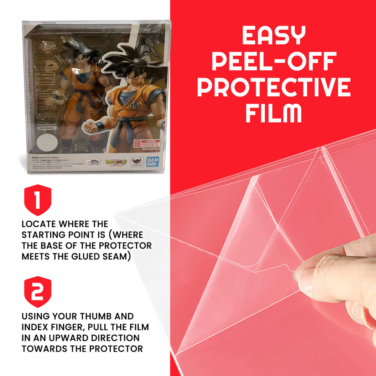 EVORETRO Display Case Protector for SH Figure Son Goku Super Hero PET Protector Pack of 10-7