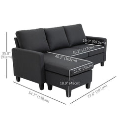 Dark Grey L-Shape Sectional Sofa with Ottoman – Modern Corner Couch for Living Room (United States & Canada Delivery Only)-4